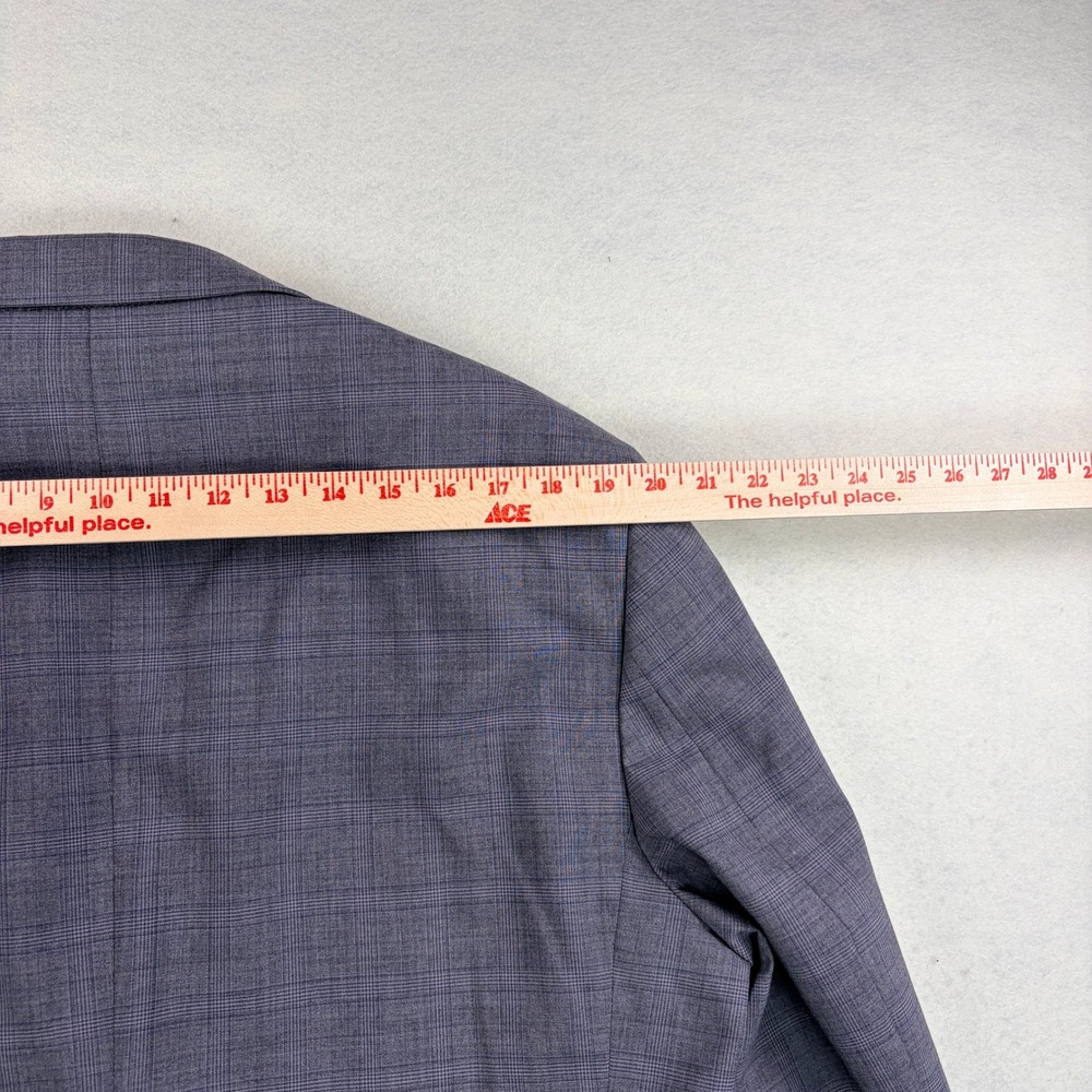 Jos A Bank Mens Gray Glen Plaid Blue Accent 2 Piece Pleated Suit 42R 36x30 - Picture 11 of 15